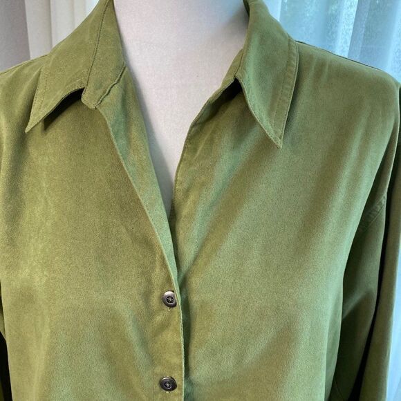 Chicos Design Womens Green Button Front Shirt SZ M - Picture 2 of 10